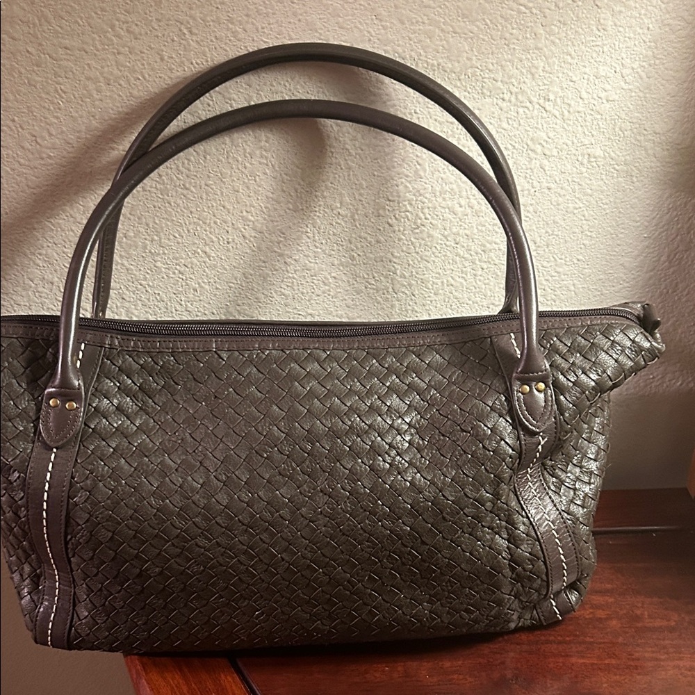 Donna Dixon  Brown Woven Tote Bag